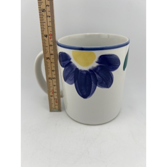 International Tablework Blue Napoli Stoneware Cup 153‎ Blue Yellow Flower - Picture 5 of 7